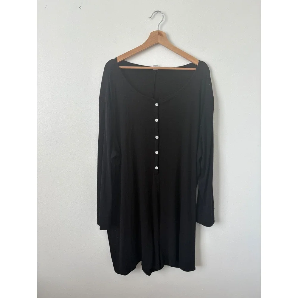 Old Navy Women's Ribbed Sleep Romper – Black – 3X - Picture 2 of 5